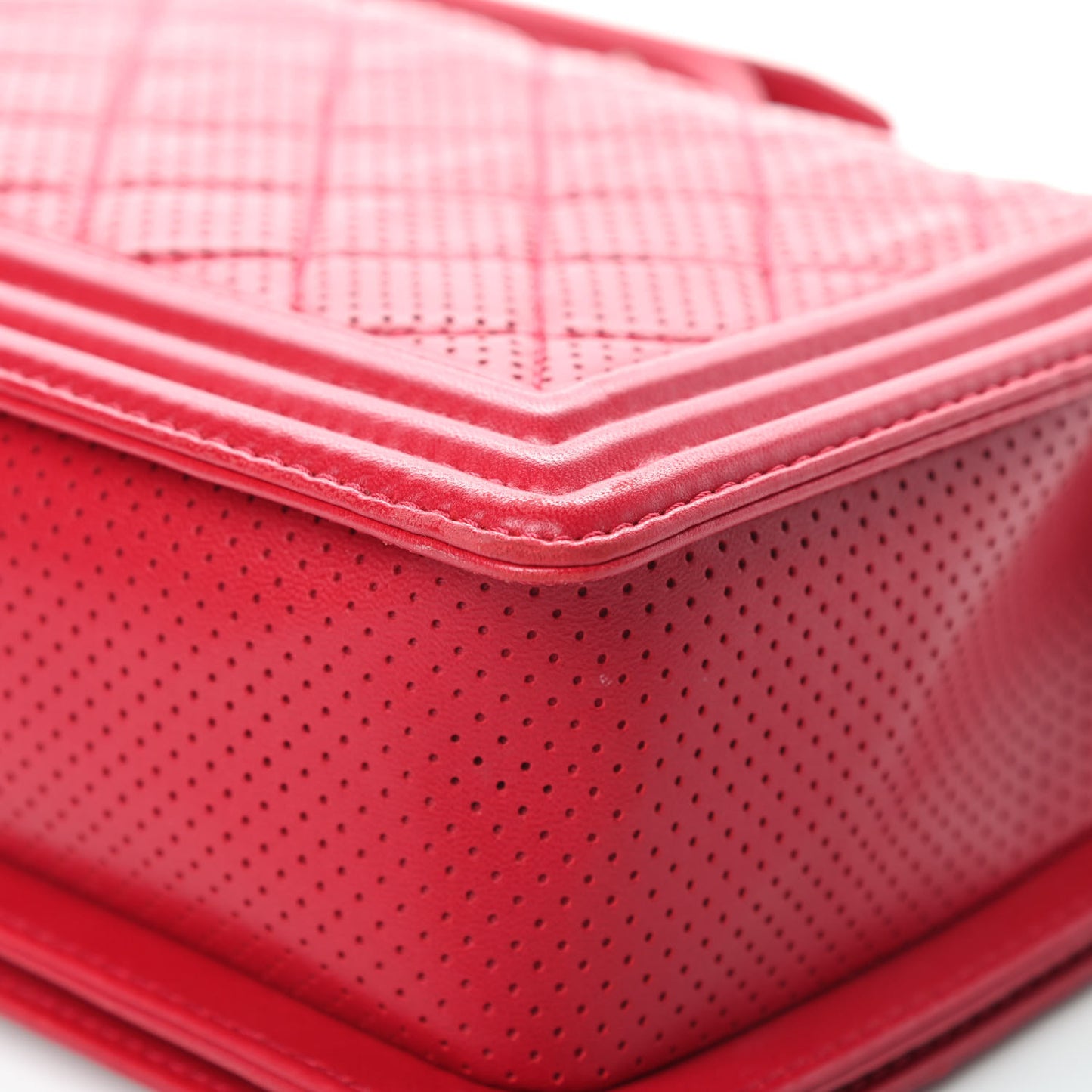Perforated Lambskin Quilted New Medium Boy Flap Dark Pink