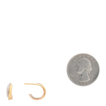 Cartier 18K Pink Yellow White Gold Small Trinity Hoop Earrings 2 of 5