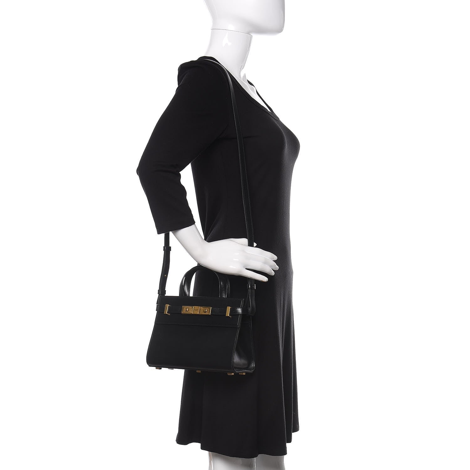 Saint Laurent Smooth Calfskin Manhattan Nano Shopper Tote Black 2 of 10