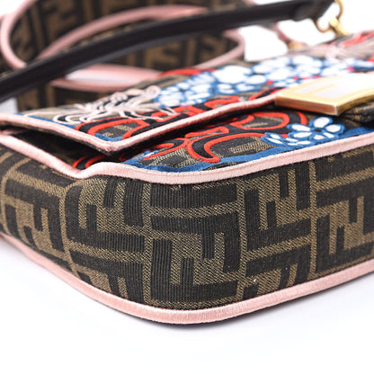 Fendi Fabric Jacquard FF 1974 Karligraphy Embroidered Baguette Tobacco Moro Rosso 8 of 10