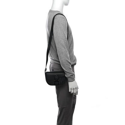 Christian Dior Oblique Jacquard Grained Calfskin Mini Saddle Messenger Bag With Flap Black 2 of 14