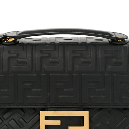 Fendi Nappa Small FF Embossed Mid Chain Baguette Black 8 of 12