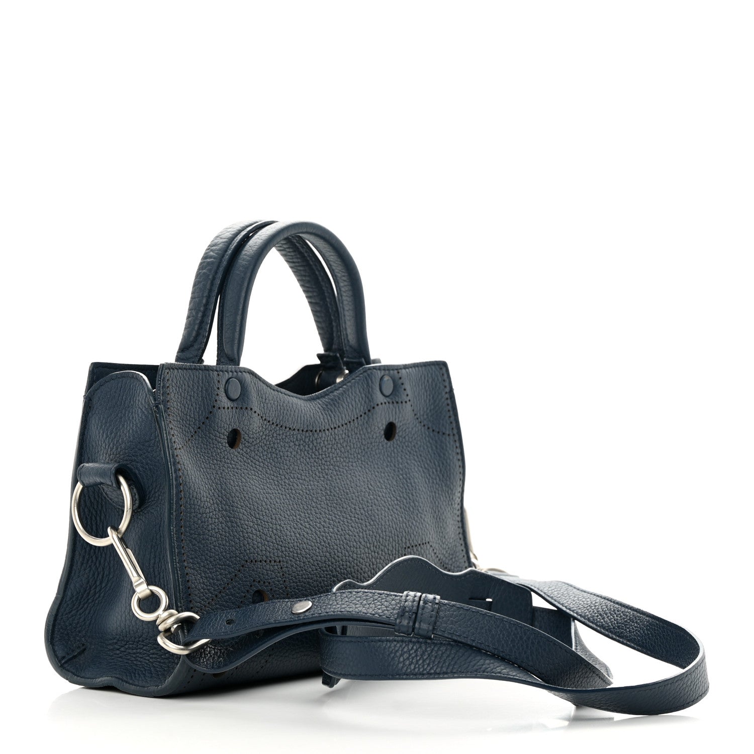 Balenciaga Veau Grana Perforated Blackout Hardware Nano City Bleu Profond 3 of 15