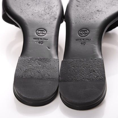 Chanel Calfskin Cork Camellia Sandals 40 Black 8 of 15