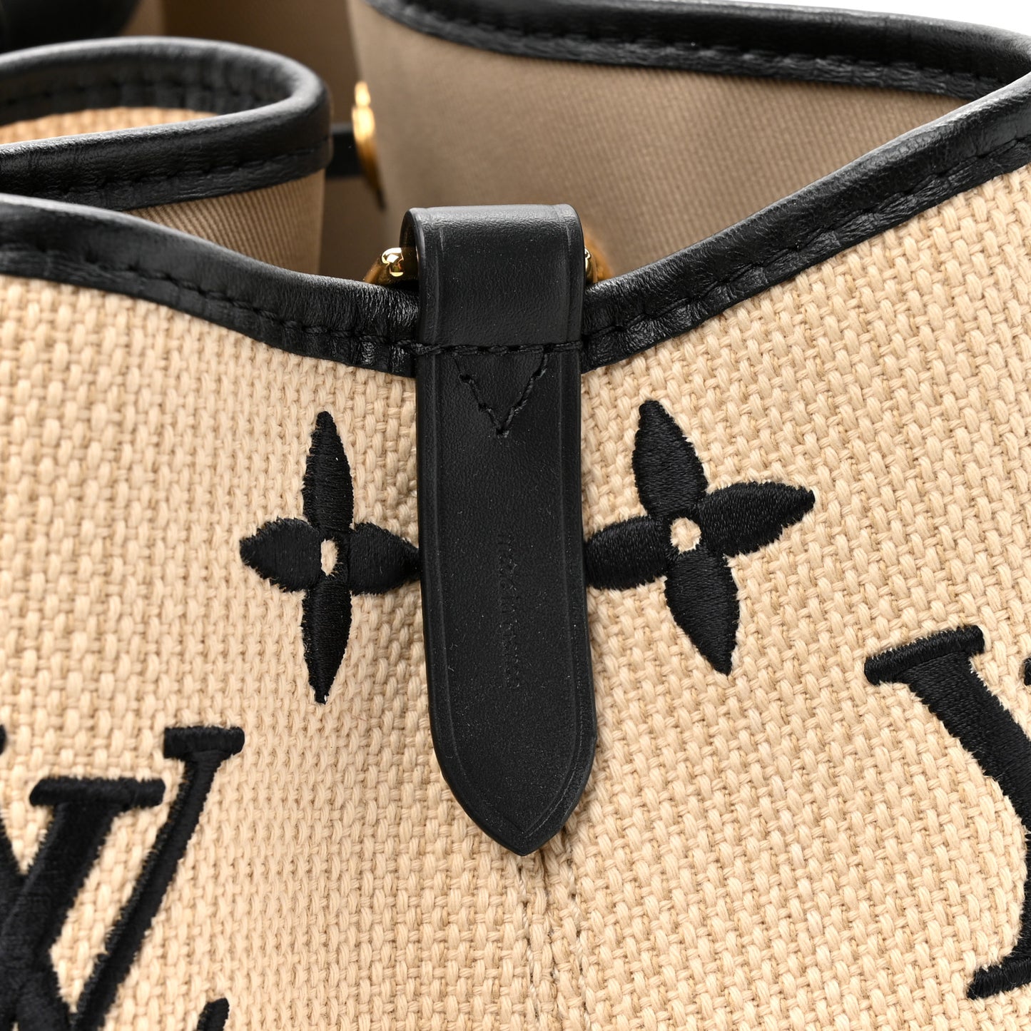 Cotton Monogram Embroidered Neonoe MM Beige Black