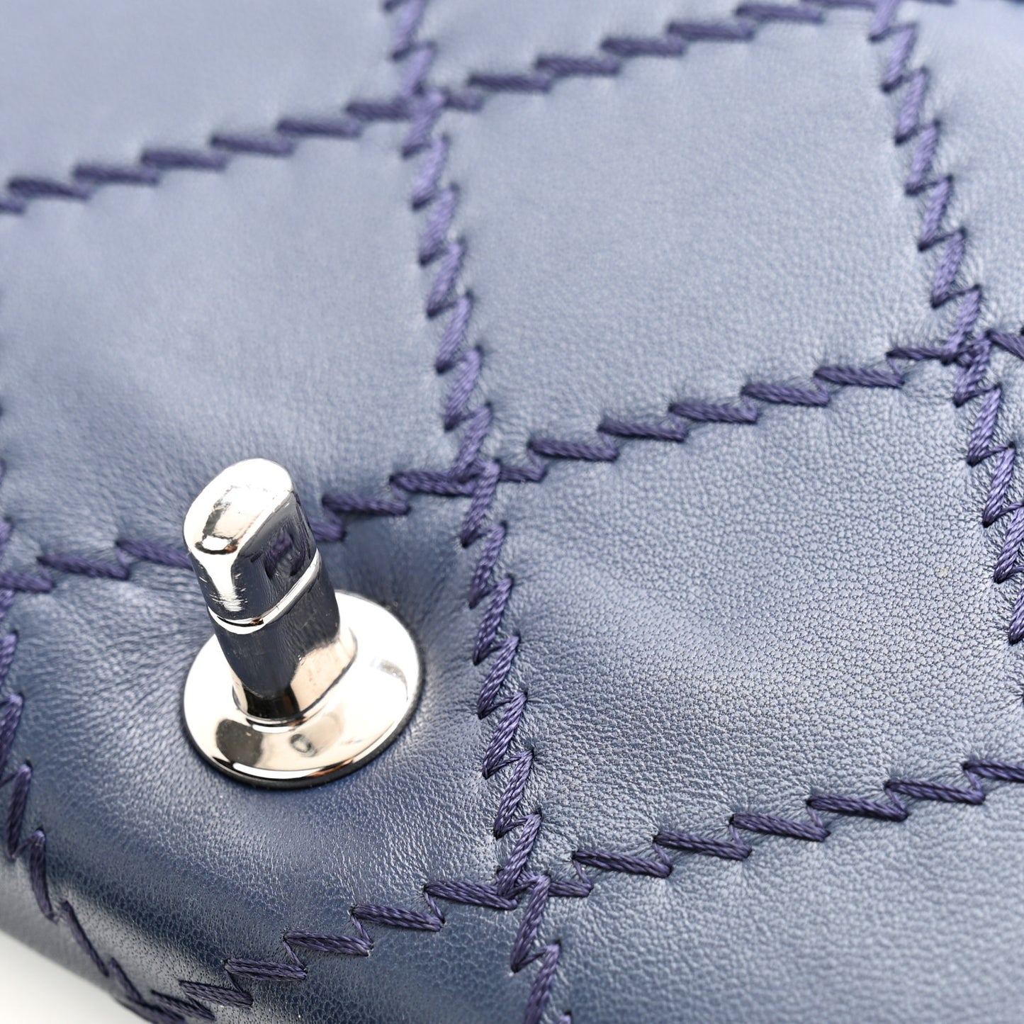 Lambskin Ultimate Stitch Clutch Flap Navy Blue