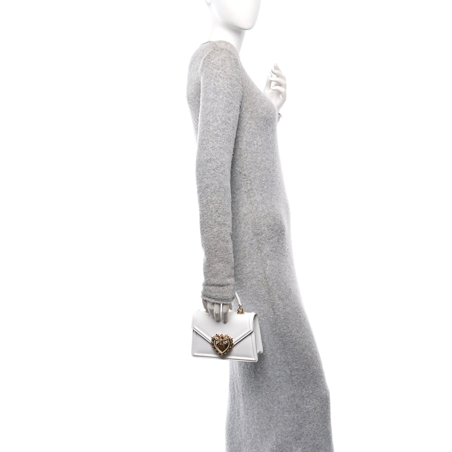 Smooth Calfskin Small Devotion Envelope Top Handle Bag White
