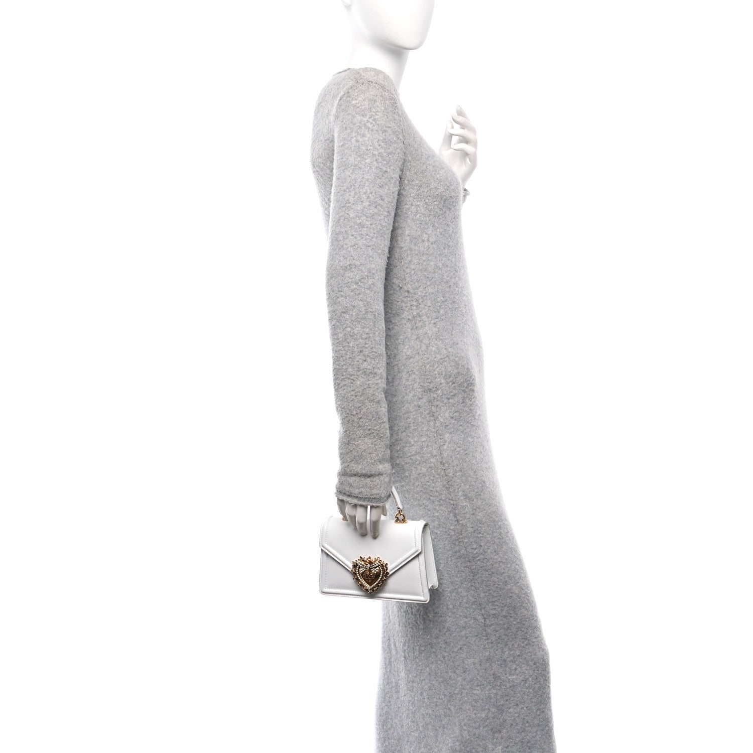 Dolce & Gabbana Smooth Calfskin Small Devotion Envelope Top Handle Bag White 2 of 9