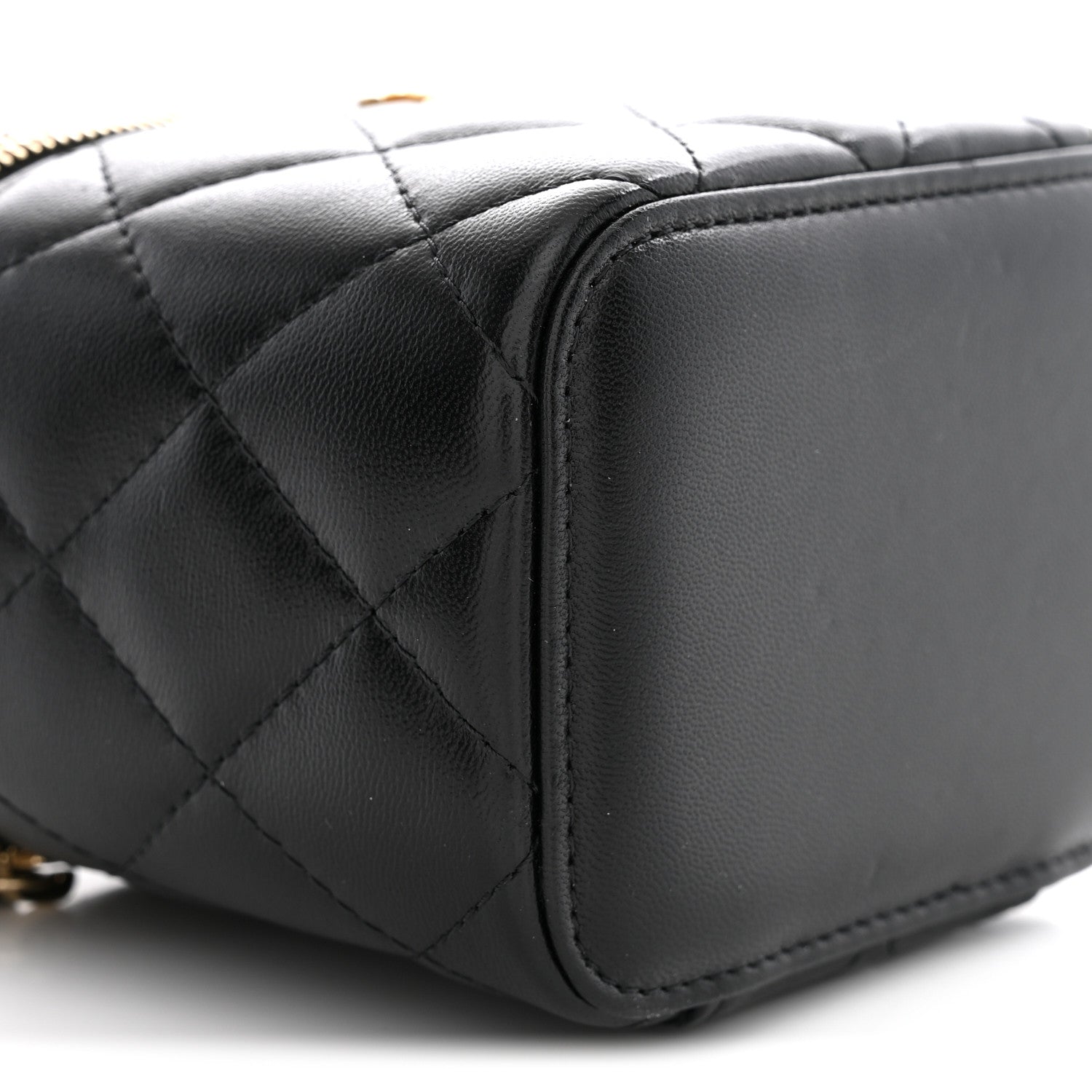 Chanel Lambskin Quilted Top Handle Mini Vanity Case With Chain Black 9 of 10