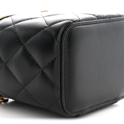 Chanel Lambskin Quilted Top Handle Mini Vanity Case With Chain Black 9 of 10