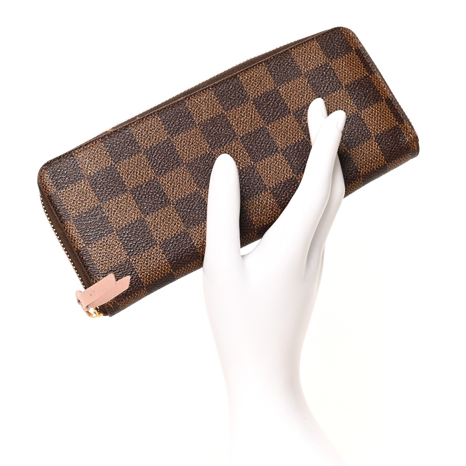 Louis Vuitton Damier Ebene Clemence Wallet Rose Ballerine 2 of 11