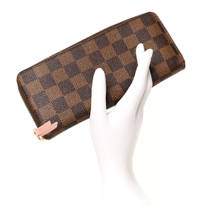 Louis Vuitton Damier Ebene Clemence Wallet Rose Ballerine 2 of 11