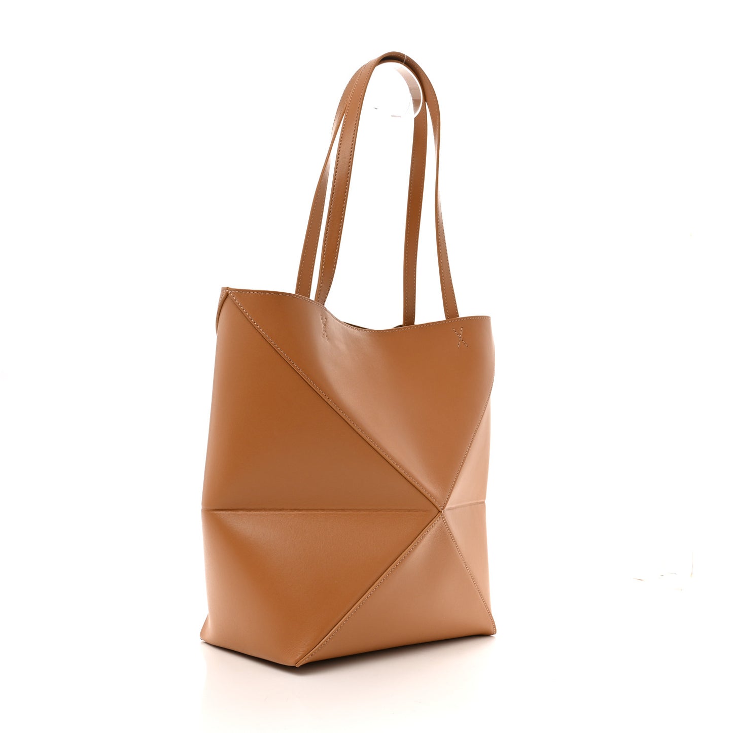 Shiny Calfskin Medium Puzzle Fold Tote Warm Desert