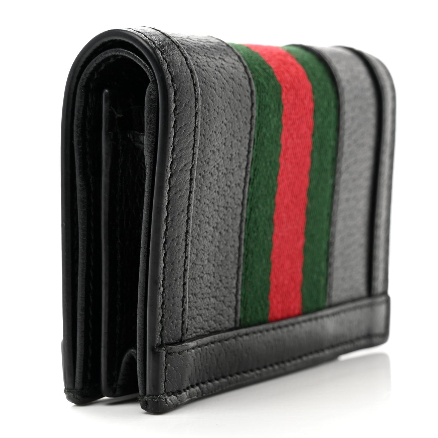 Calfskin Web Ophidia Card Case Black