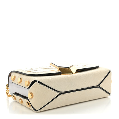 Jimmy Choo Calf Hair Mirror Embellished Lockett Petite Shoulder Bag White 4 of 13