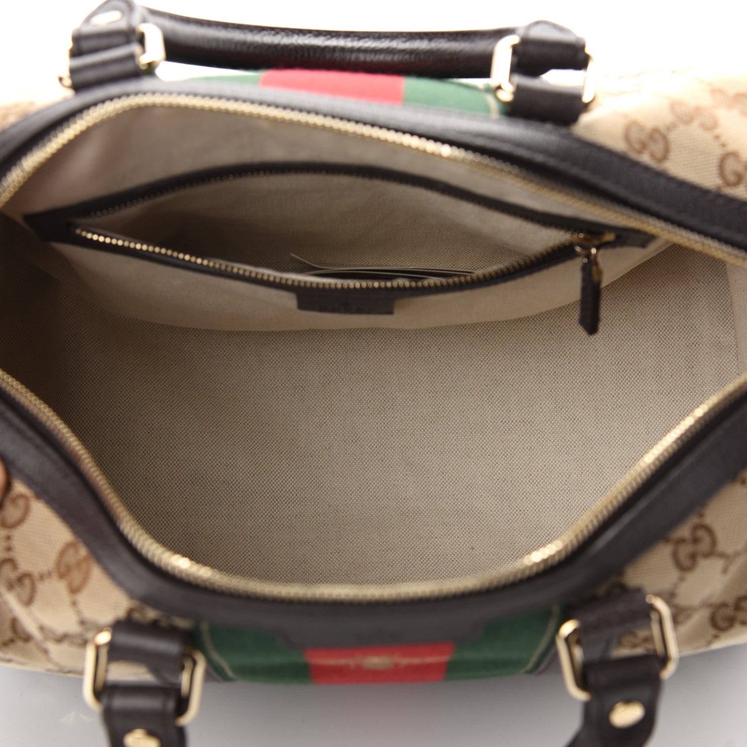 Gucci Monogram Vintage Web Medium Webby Bee Boston Dark Brown 5 of 13