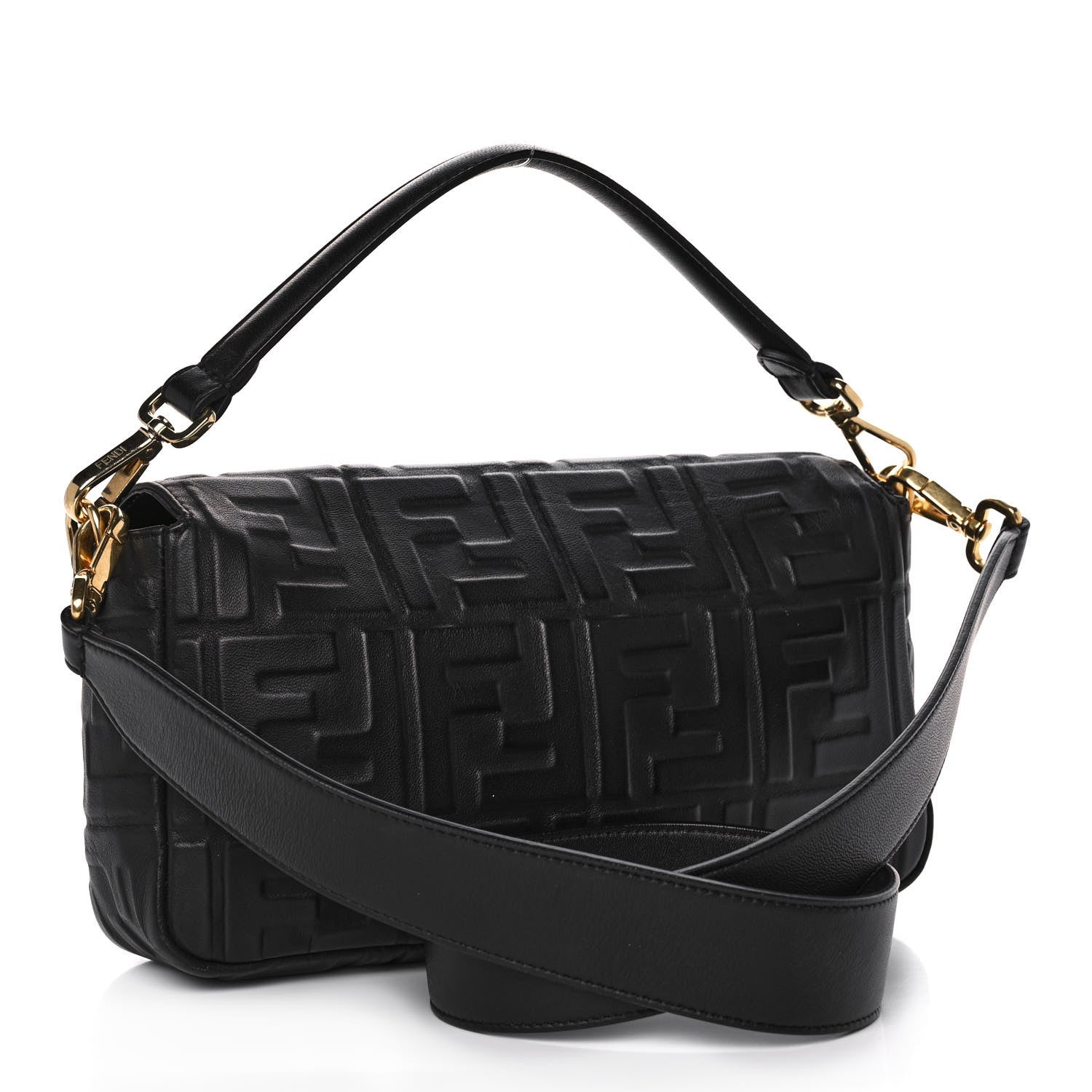 Fendi Nappa FF 1974 Embossed Baguette Black 3 of 12