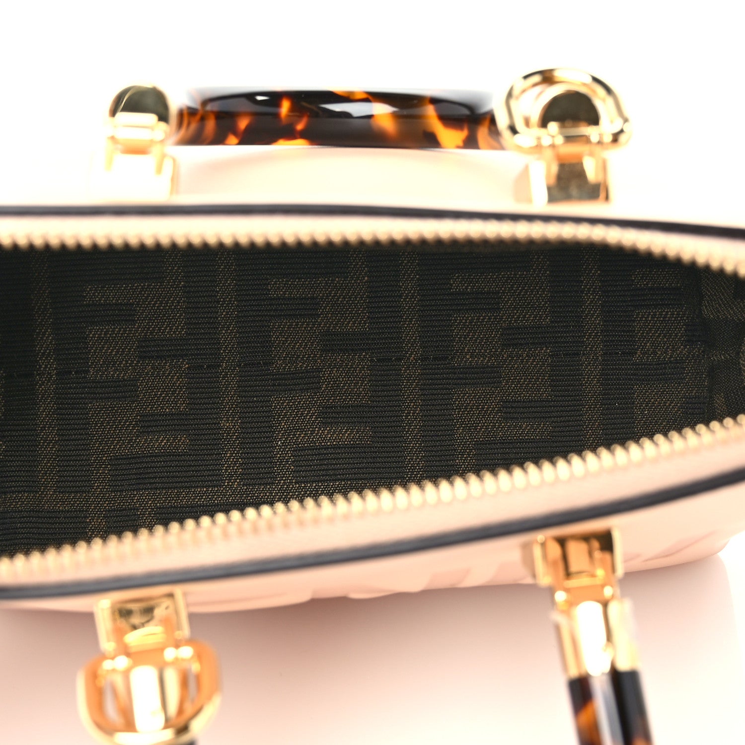 Fendi Vitello King Plexiglass Logo Embossed Mini By The Way Top Handle Boston Bag Light Rose 4 of 8