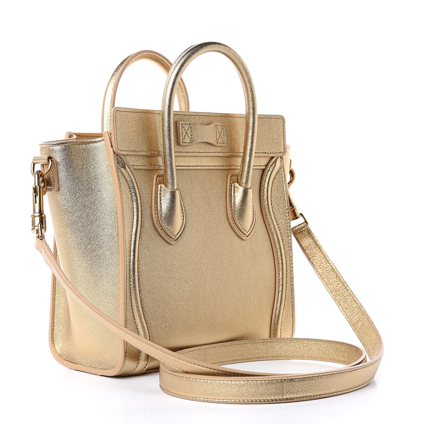 Laminated Lambskin Nano Luggage Gold
