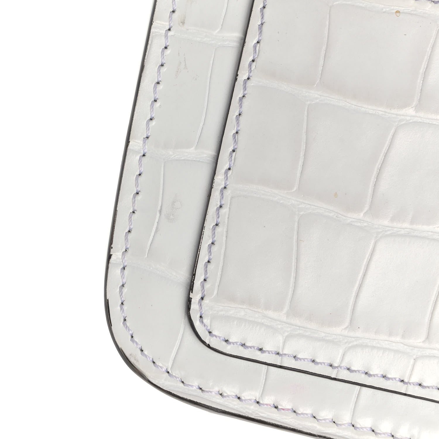 Chloe Calfskin Crocodile Embossed C Clutch With Chain White 10 of 13