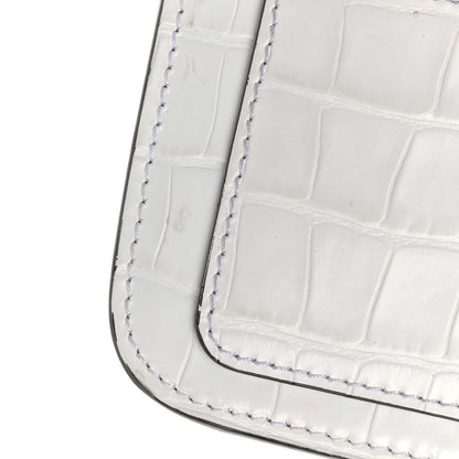 Chloe Calfskin Crocodile Embossed C Clutch With Chain White 10 of 13