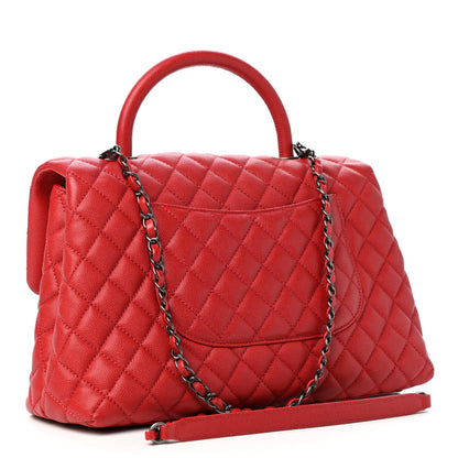 Chanel Caviar Quilted Medium Coco Handle Flap Red 3 of 10