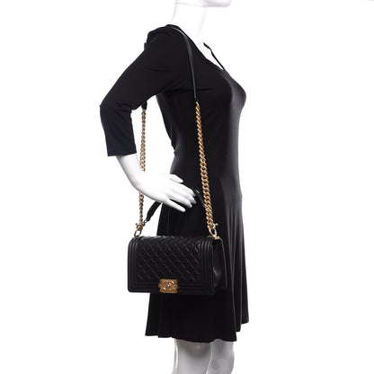 Chanel Lambskin Quilted Medium Boy Top Handle Flap Black 3 of 13