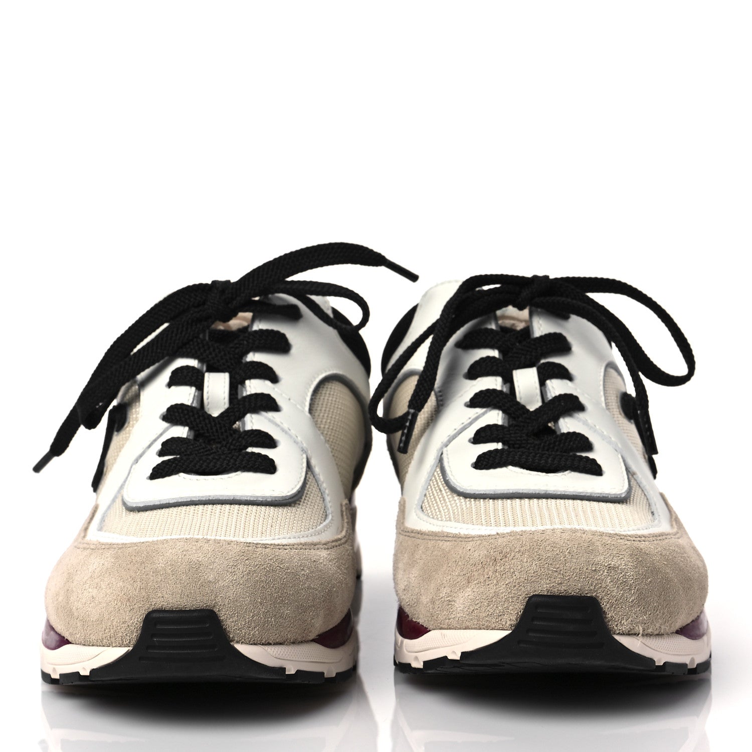 Chanel Mesh Suede Calfskin Womens CC Sneakers 39 White Ivory Dark Beige 2 of 7