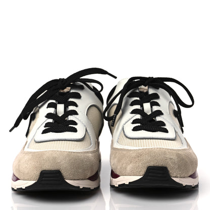 Chanel Mesh Suede Calfskin Womens CC Sneakers 39 White Ivory Dark Beige 2 of 7