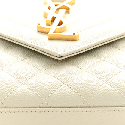 Saint Laurent Grain De Poudre Textured Mixed Matelasse Medium Triquilt Monogram Satchel Crema Soft 14 of 17