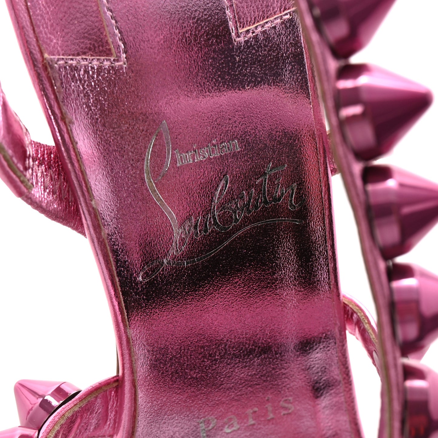 Metallic Calfskin Spikita 100 Sandals 37 Fuchsia