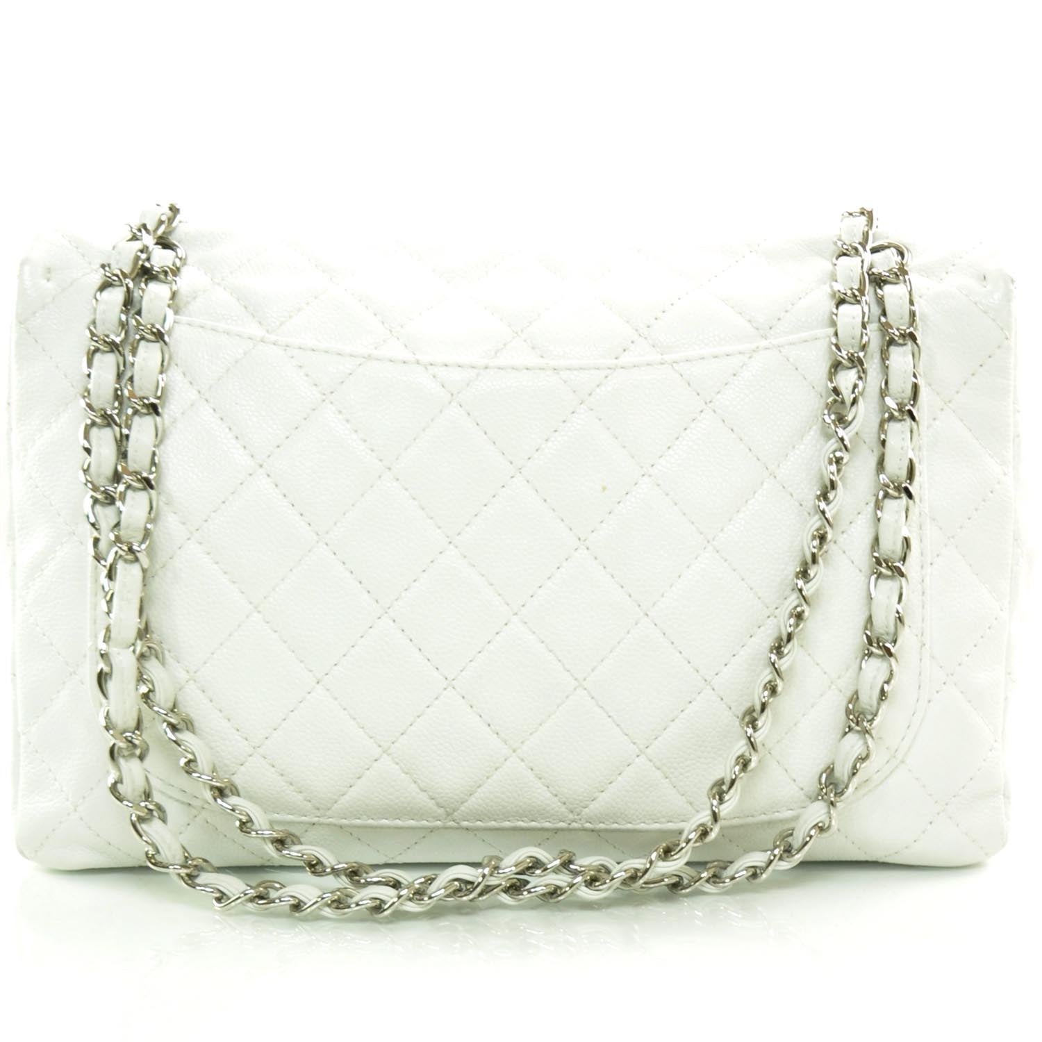 Chanel Washed Caviar Maxi Flap White 4 of 10