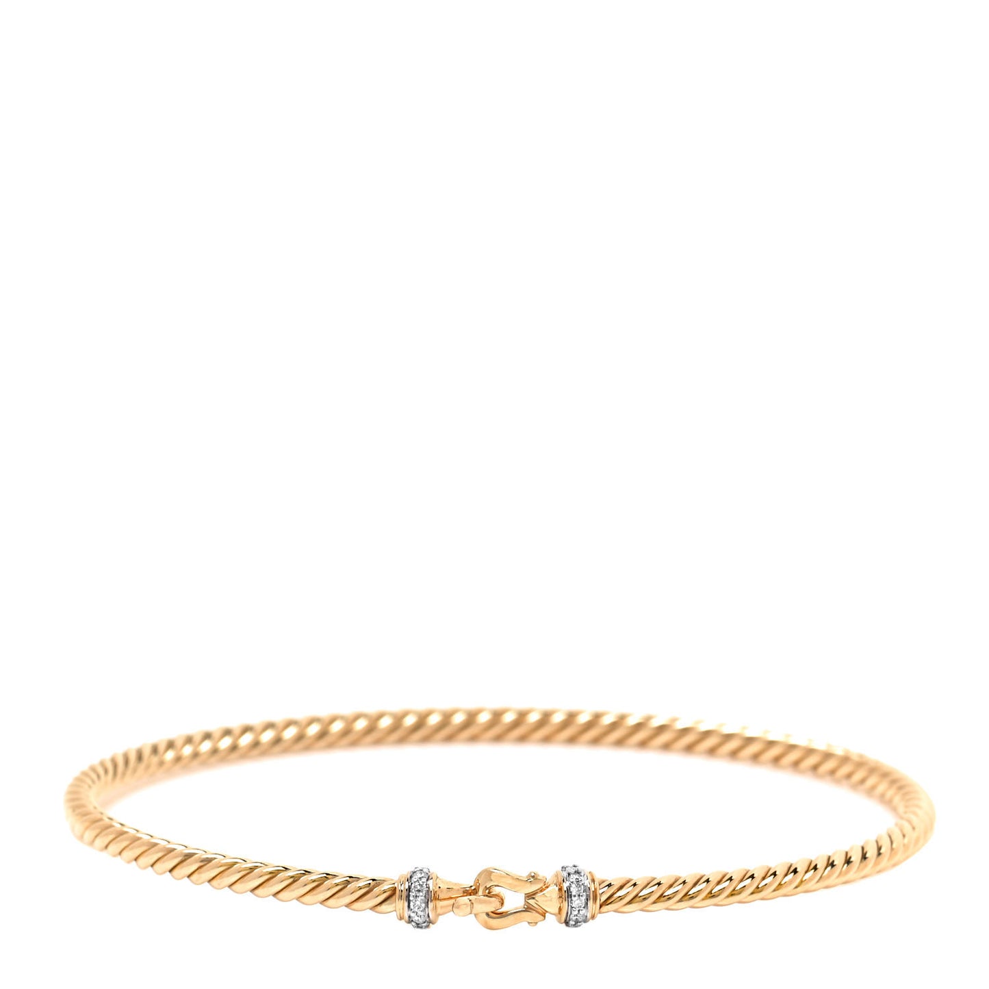 18K Yellow Gold Diamond 2.6mm Cable Collectibles Buckle Bracelet