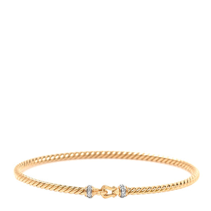 David Yurman 18K Yellow Gold Diamond 2.6mm Cable Collectibles Buckle Bracelet 1 of 4