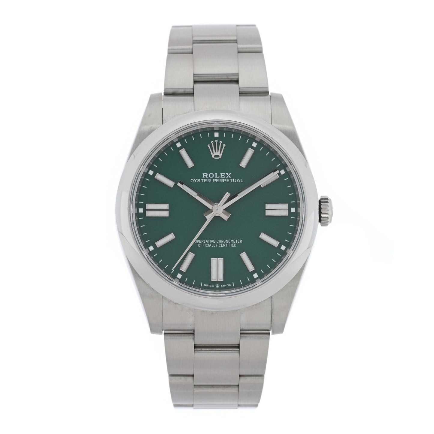 Stainless Steel 41mm Oyster Perpetual Watch Green 124300