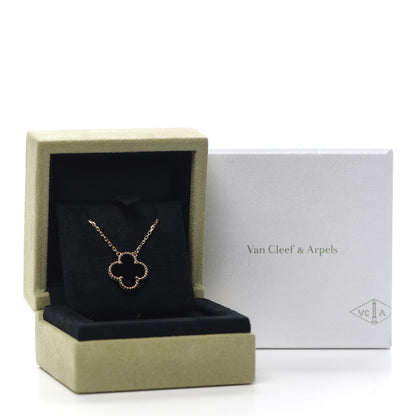 Van Cleef & Arpels 18K Yellow Gold Black Onyx Vintage Alhambra Pendant Necklace 6 of 6