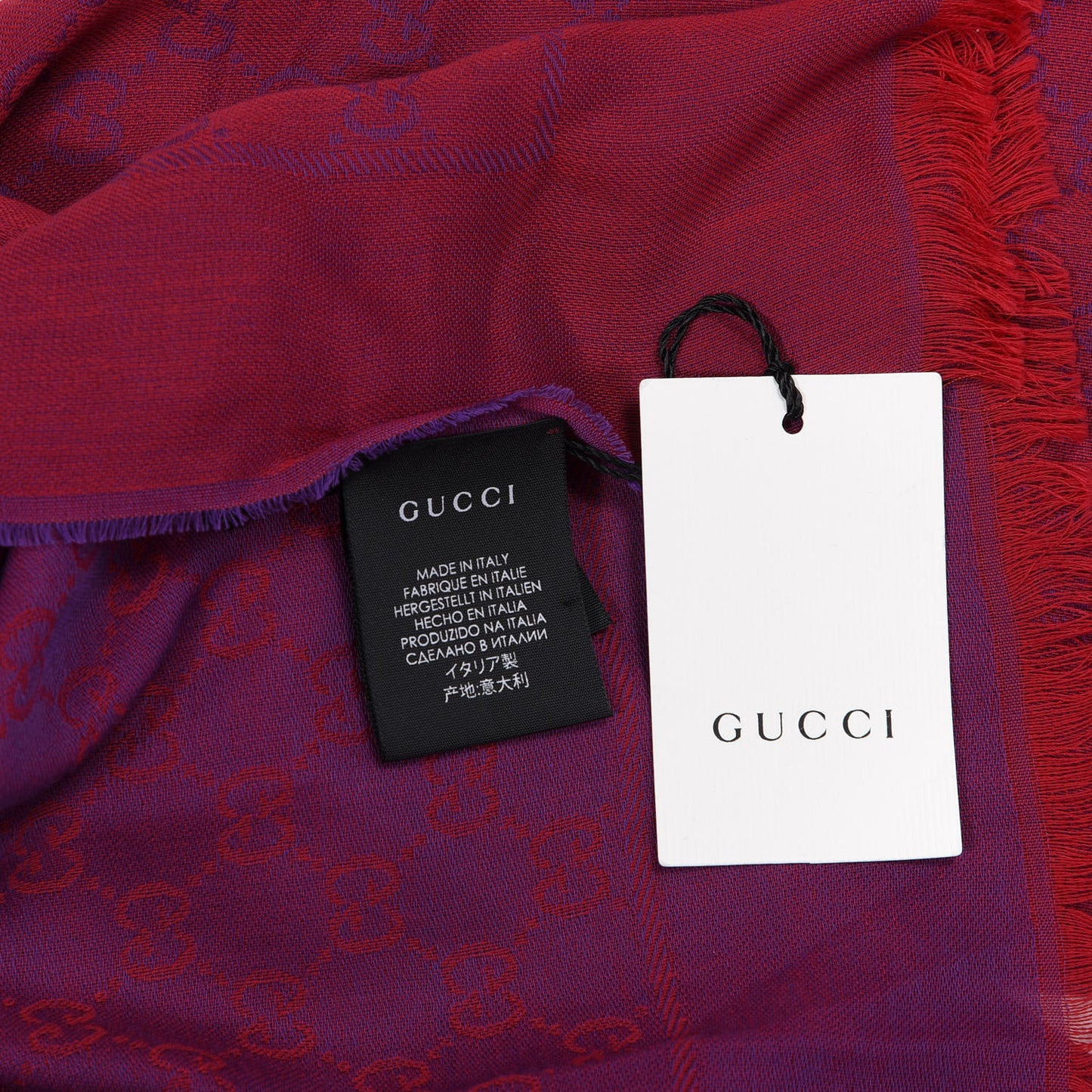 Wool Jacquard Monogram Scarf Fuchsia