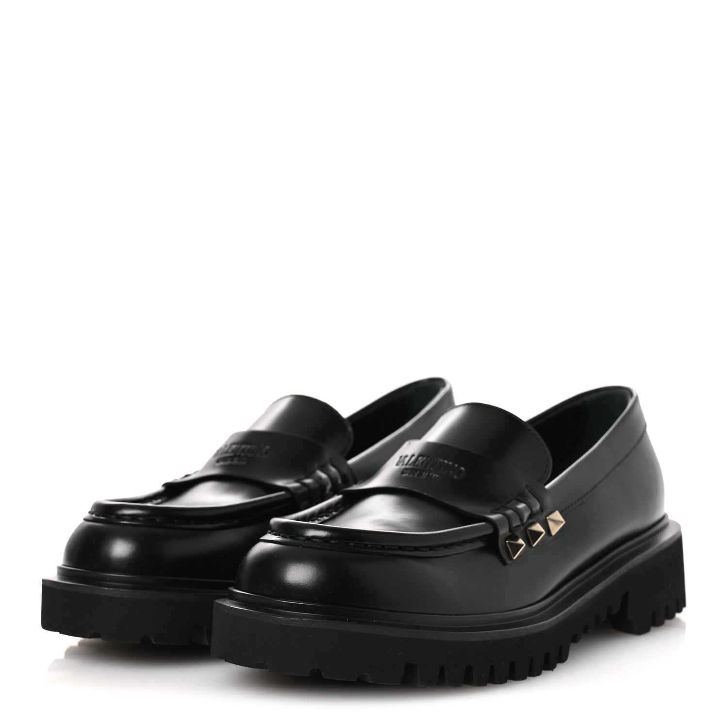 Valentino Garavani Calfskin Rockstud Loafers 35 Black 4 of 10