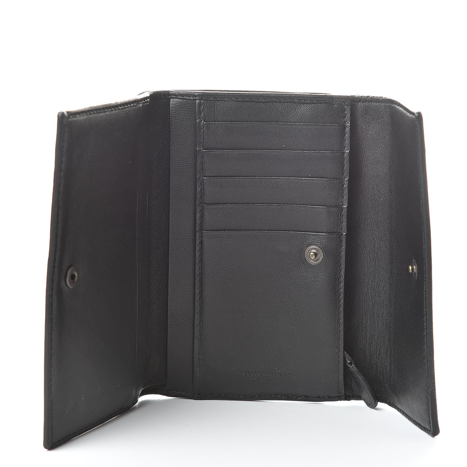 Bottega Veneta Nappa Intrecciato Continental Compact Flap Wallet Black 5 of 9