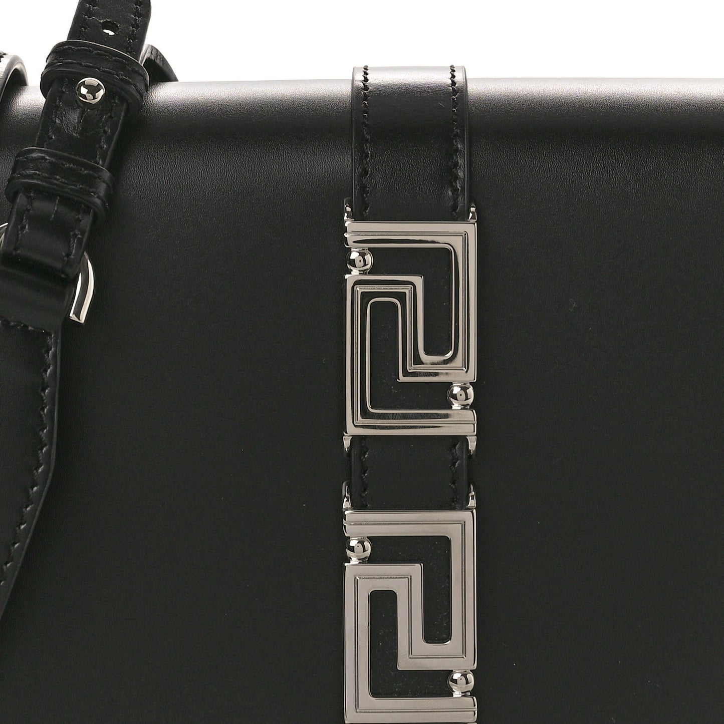 Calfskin Medium Greca Goddess Shoulder Bag Black