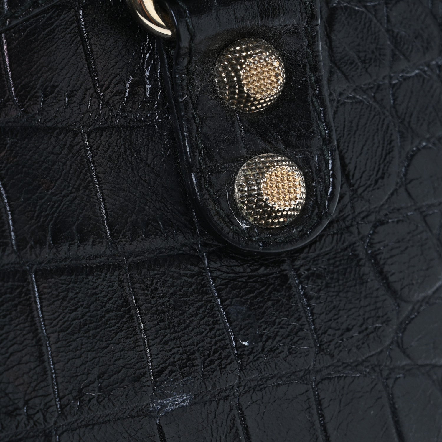 Balenciaga Calfskin Crocodile Embossed Giant 12 Gold Hardware City Black 12 of 13