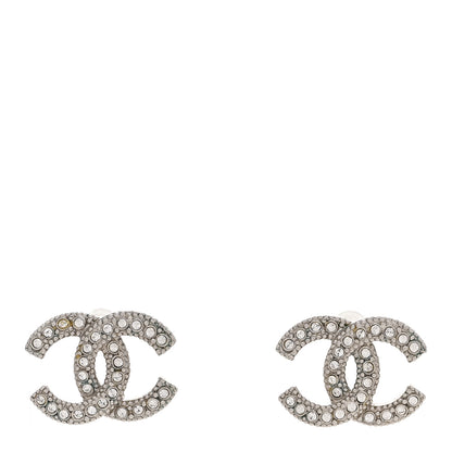 Chanel Crystal CC Earrings Silver 1 of 5