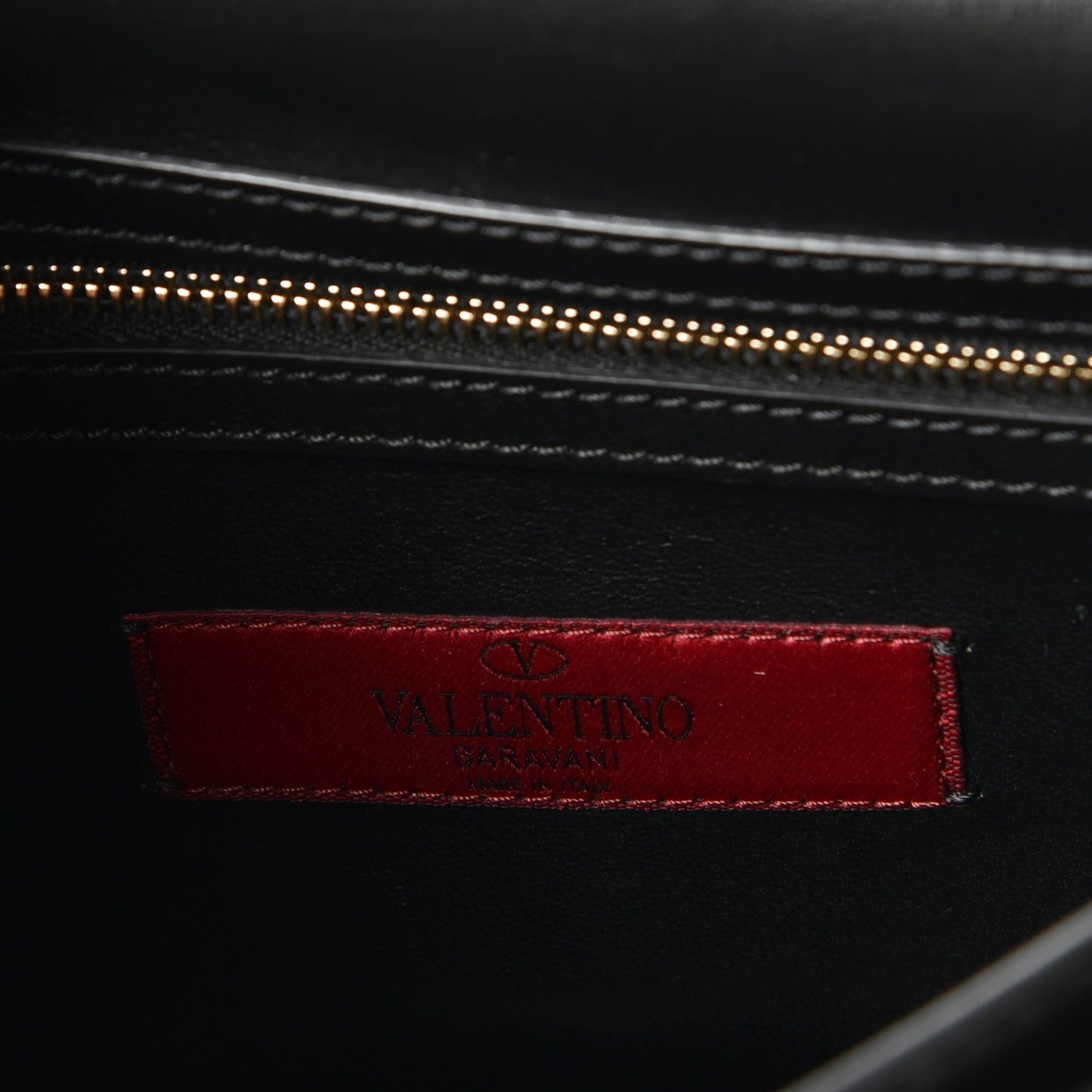 Calfskin Rockstud Turn Lock Flap Clutch Black