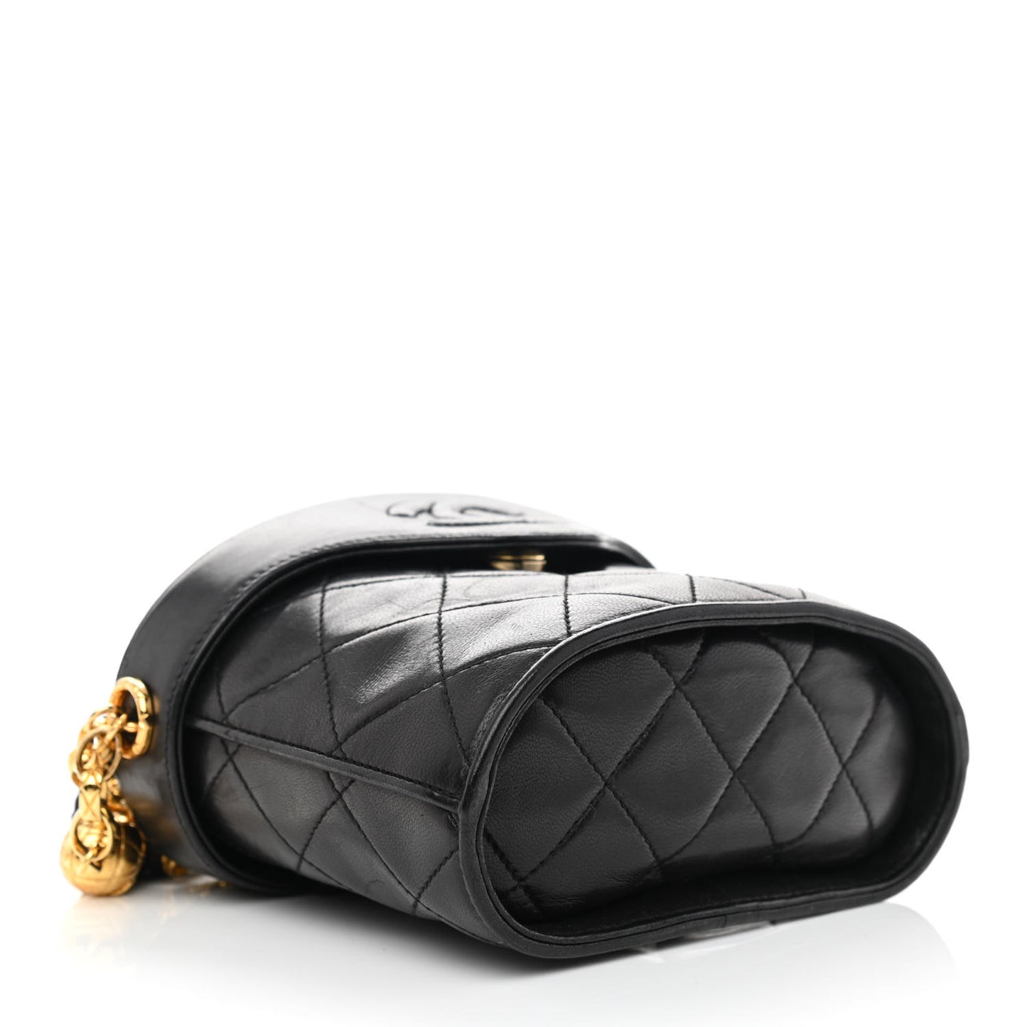 Lambskin Quilted Small Tassel Shoulder Bag Black