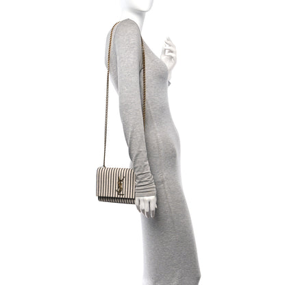 Saint Laurent Canvas Small Striped Kate Satchel Grigio Multicolor 2 of 12
