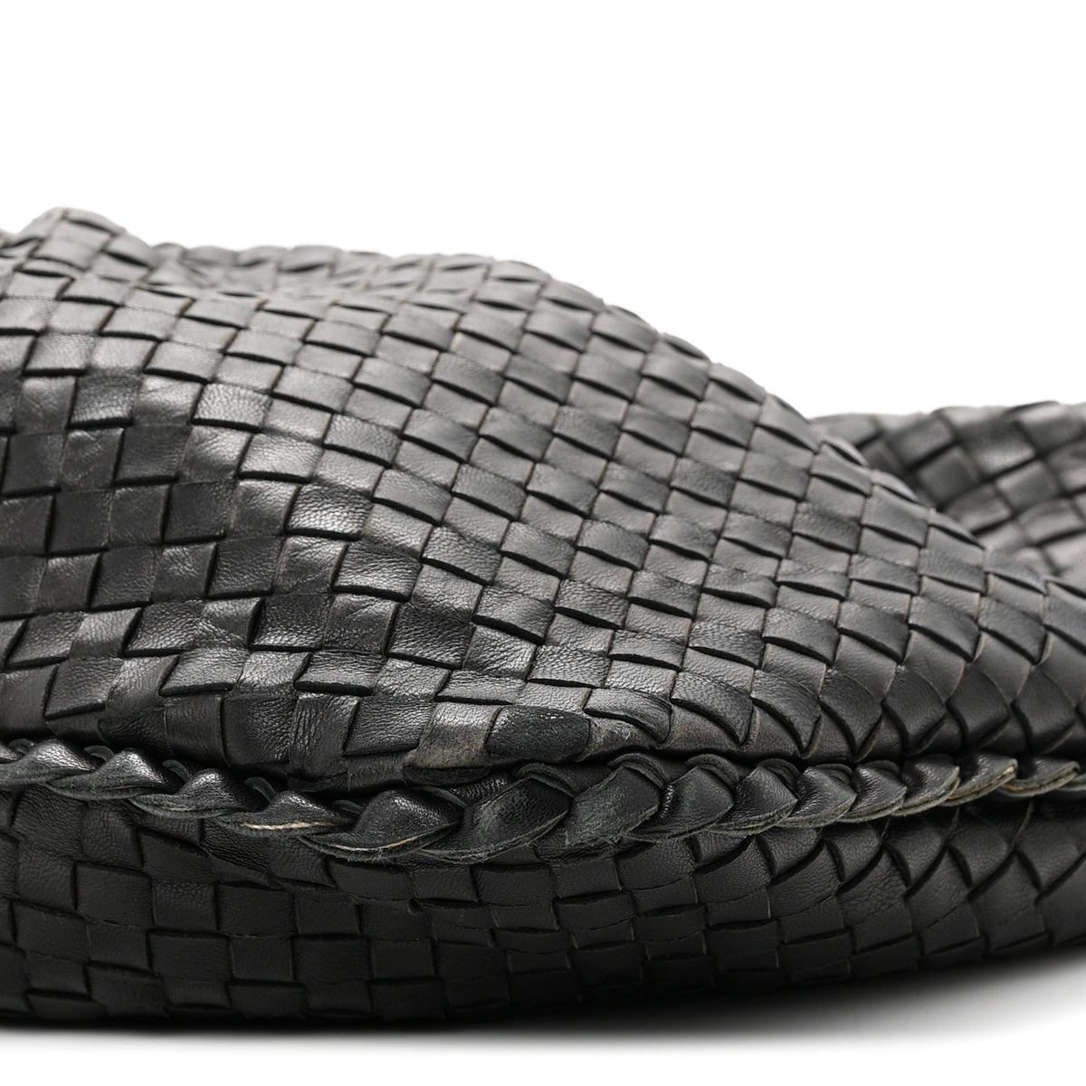 Nappa Intrecciato Pleated Large Veneta Hobo Black