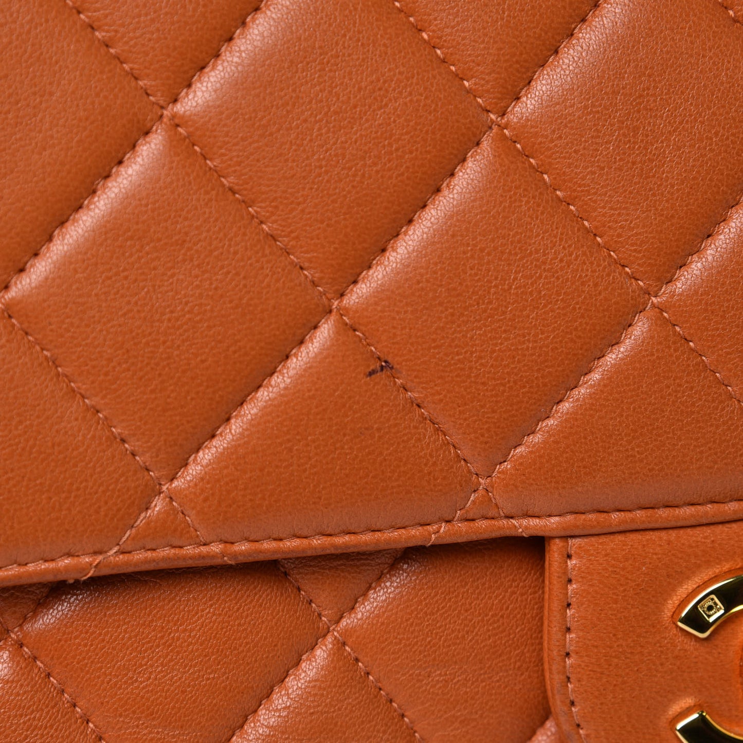 Lambskin Quilted Medium Double Sided Flap Orange