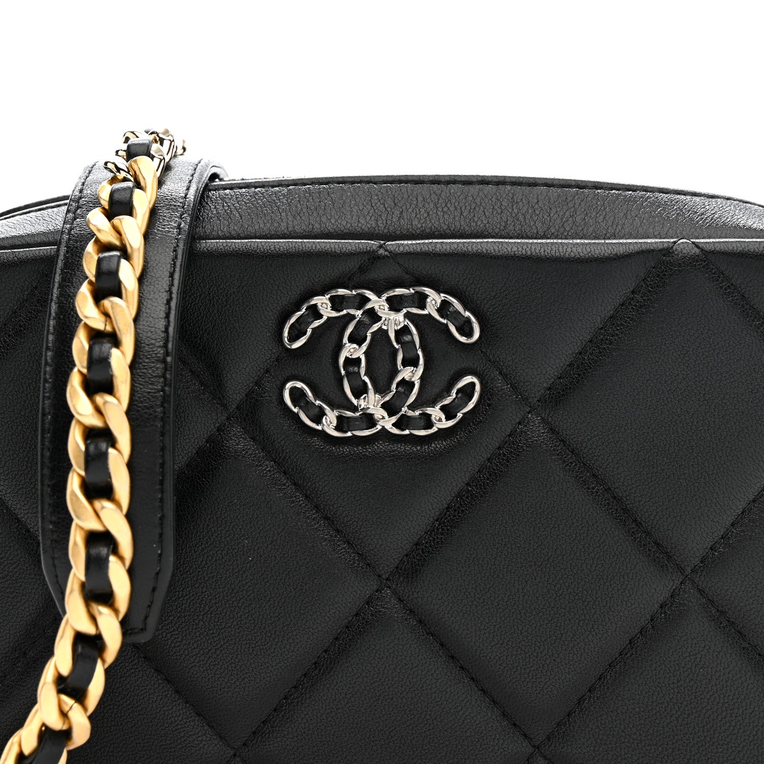 Chanel Goatskin Quilted Chanel 19 Camera Crossbody Case Black