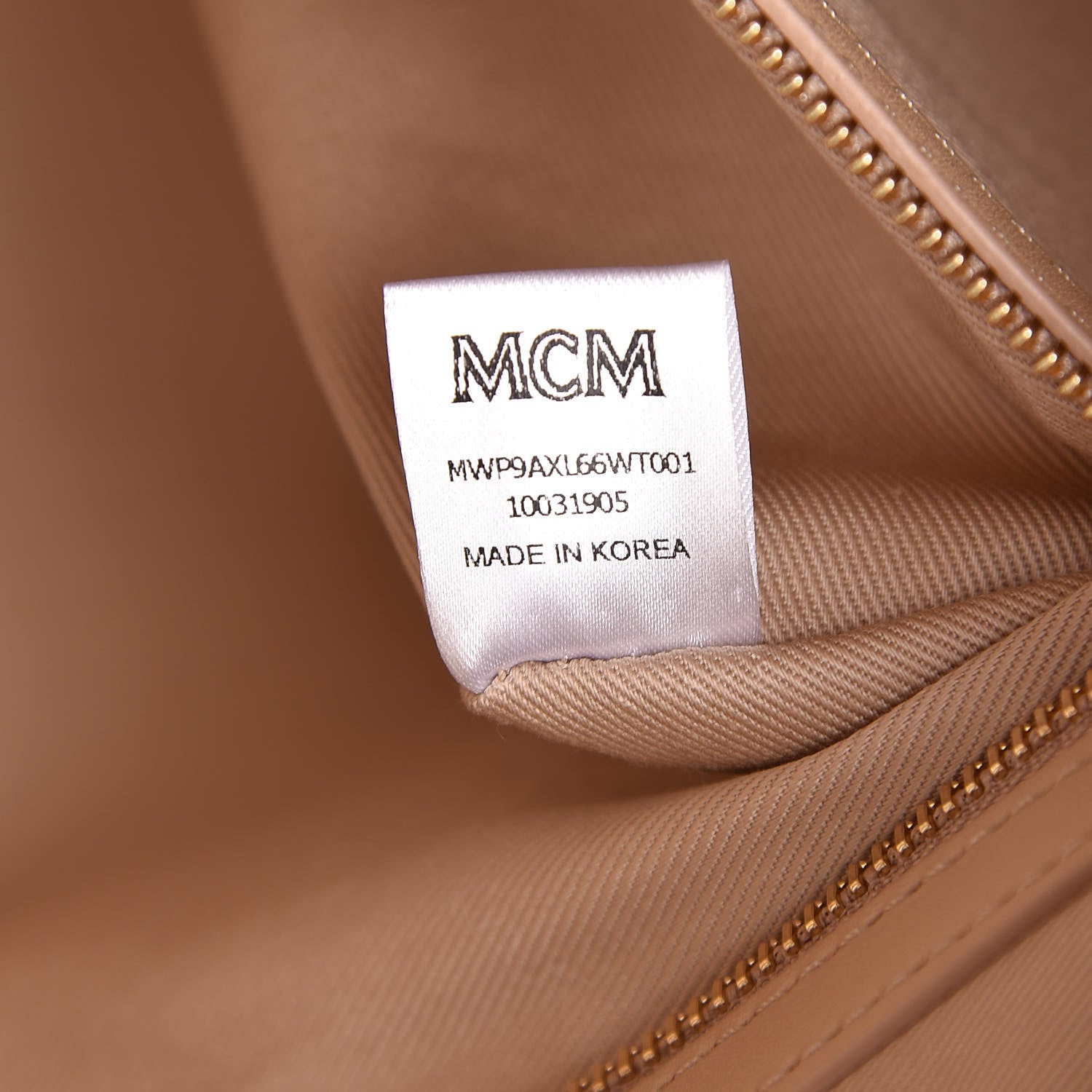 MCM Visetos Striped Medium Anya Shopper Tote White Beige 7 of 10