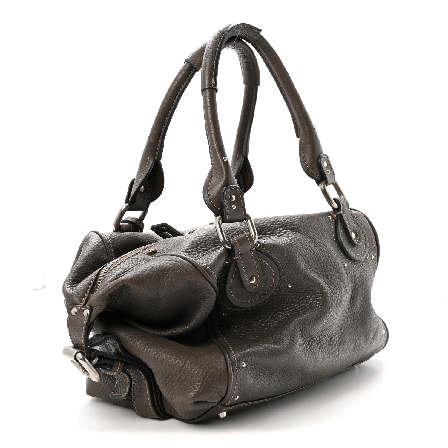 Chloe Calfskin Medium Paddington Satchel Gris Vert 3 of 9